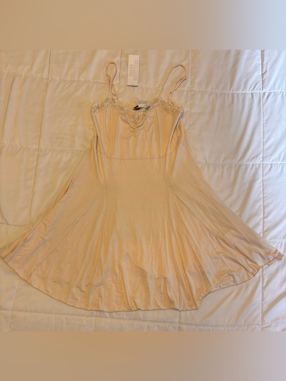 Urban Outfitters Cream Lace-Trim Dress